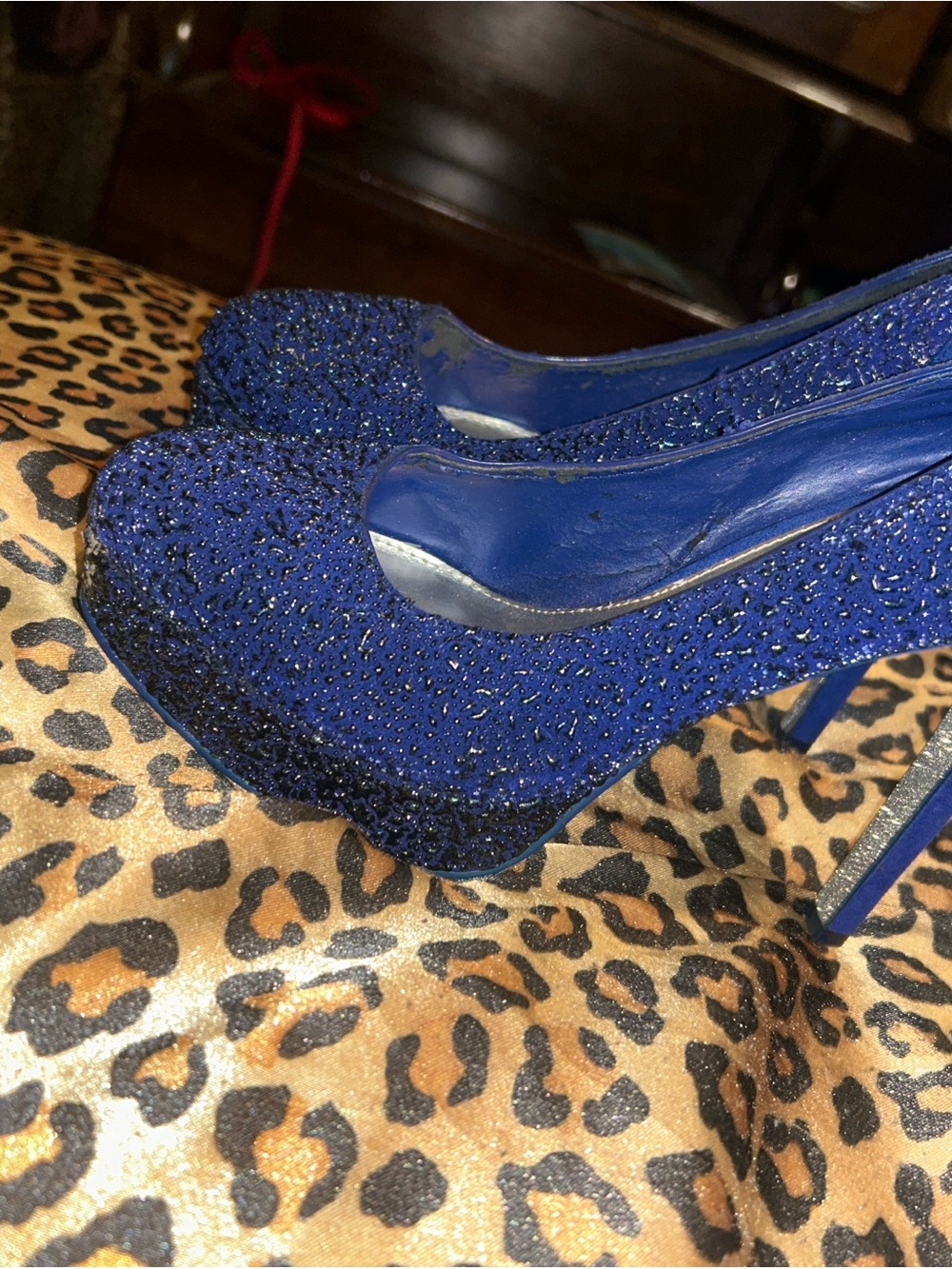 Gianni Bini Royal Blue Crystal Platform Pumps